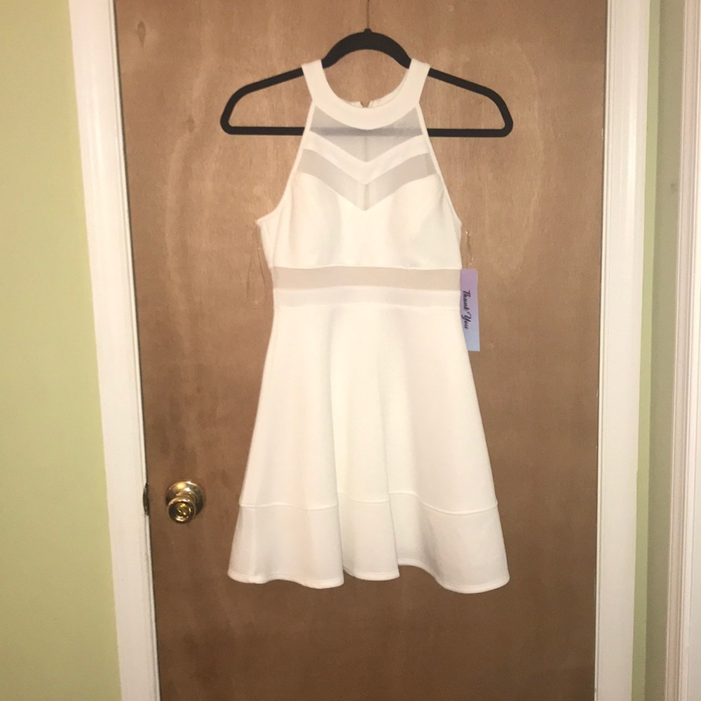Emerald Sundae White Fit and Flare Mini Dress